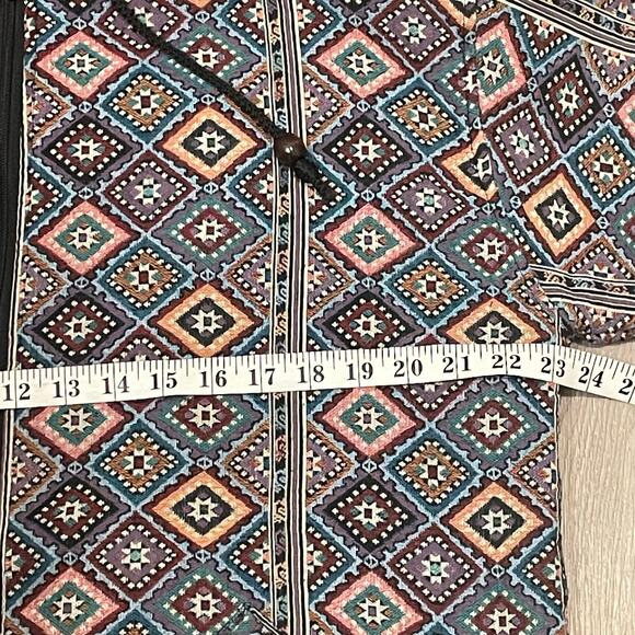 Womens Jacket XL Hooded Tapestry Boho Fall Indie Artsy Hippie Geometric Print - Picture 7 of 8
